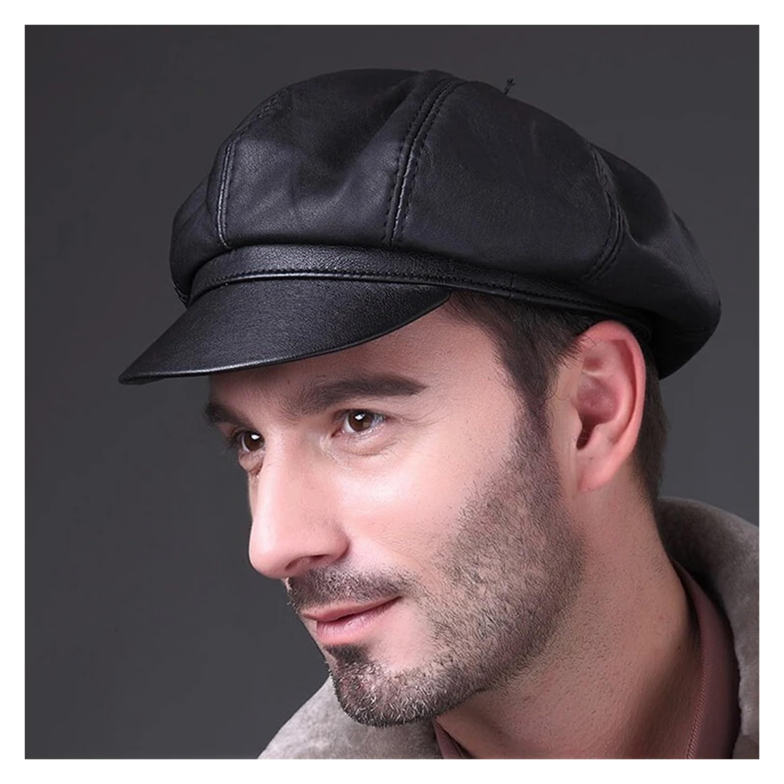 2024 Autumn/Winter Genuine Leather Cap Unisex Stylish Fashion Outdoors Keep Warm Hat Casual Black Driving