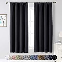 Vista 43 de Cortinas opacas para dormitorio, sala de estar, juego de 2 paneles de 54 pulgadas de largo, cortinas de oscurecimiento de habitación con aislamiento