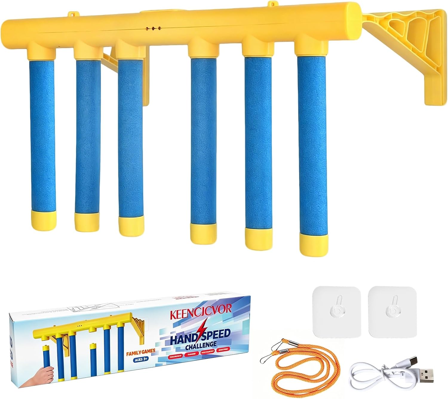 Reflex Drop Sticks Game,2026 New 3-Speed Adjustable Catching Toy with Wall Mount & Rope Hanging,USB Rechargeable Hand-Eye Reaction Training Toy for Kids Adults Seniors,Party Agility Game