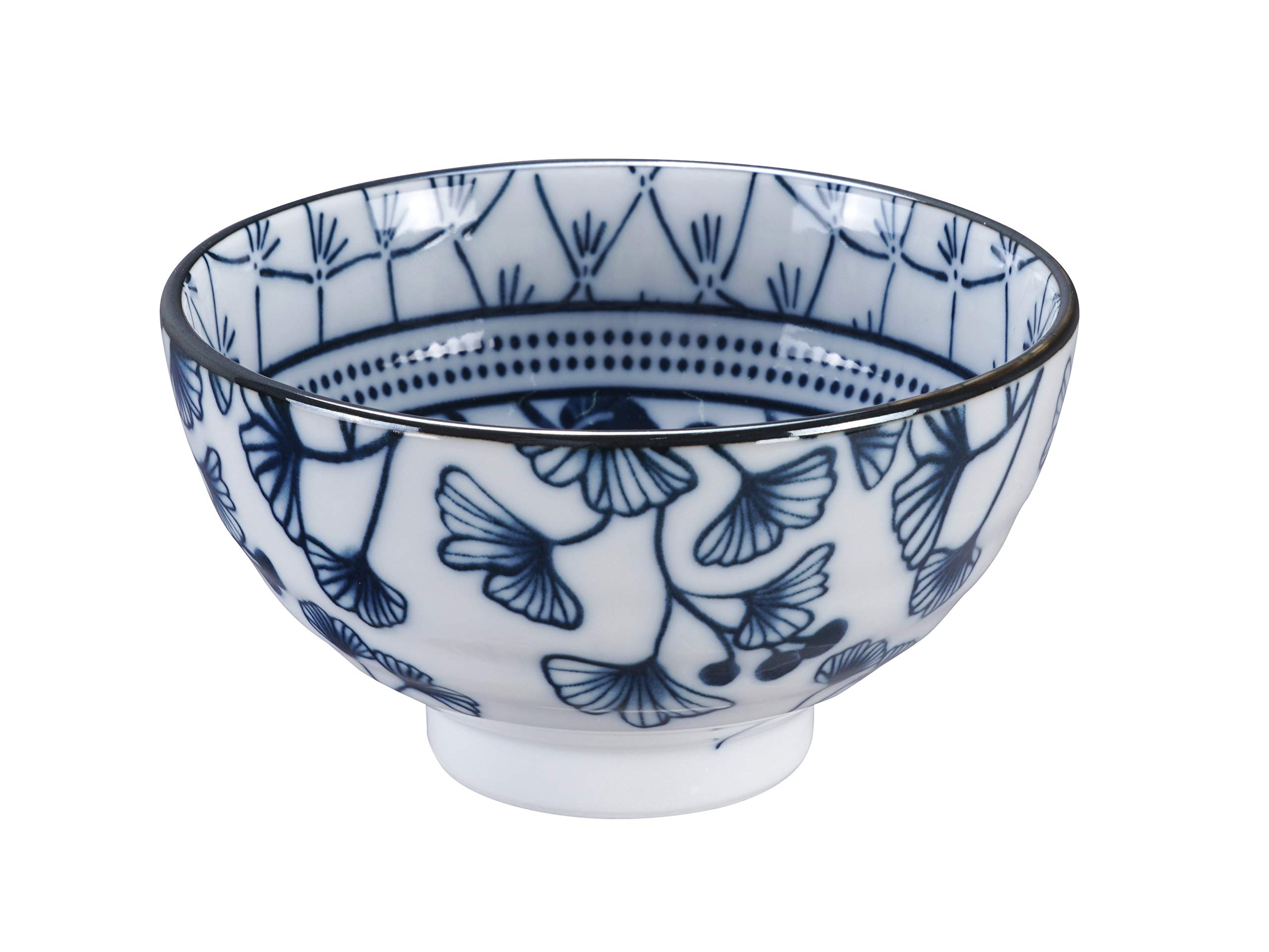 TOKYO design studio Flora Japonica Set de 4 Bols Bleu-Blanc, Ø 12 cm, Hauteur 6,3 cm, env. 300 ML, Porcelaine Japonaise, décor Floral Japonais, boîte Cadeau Incluse