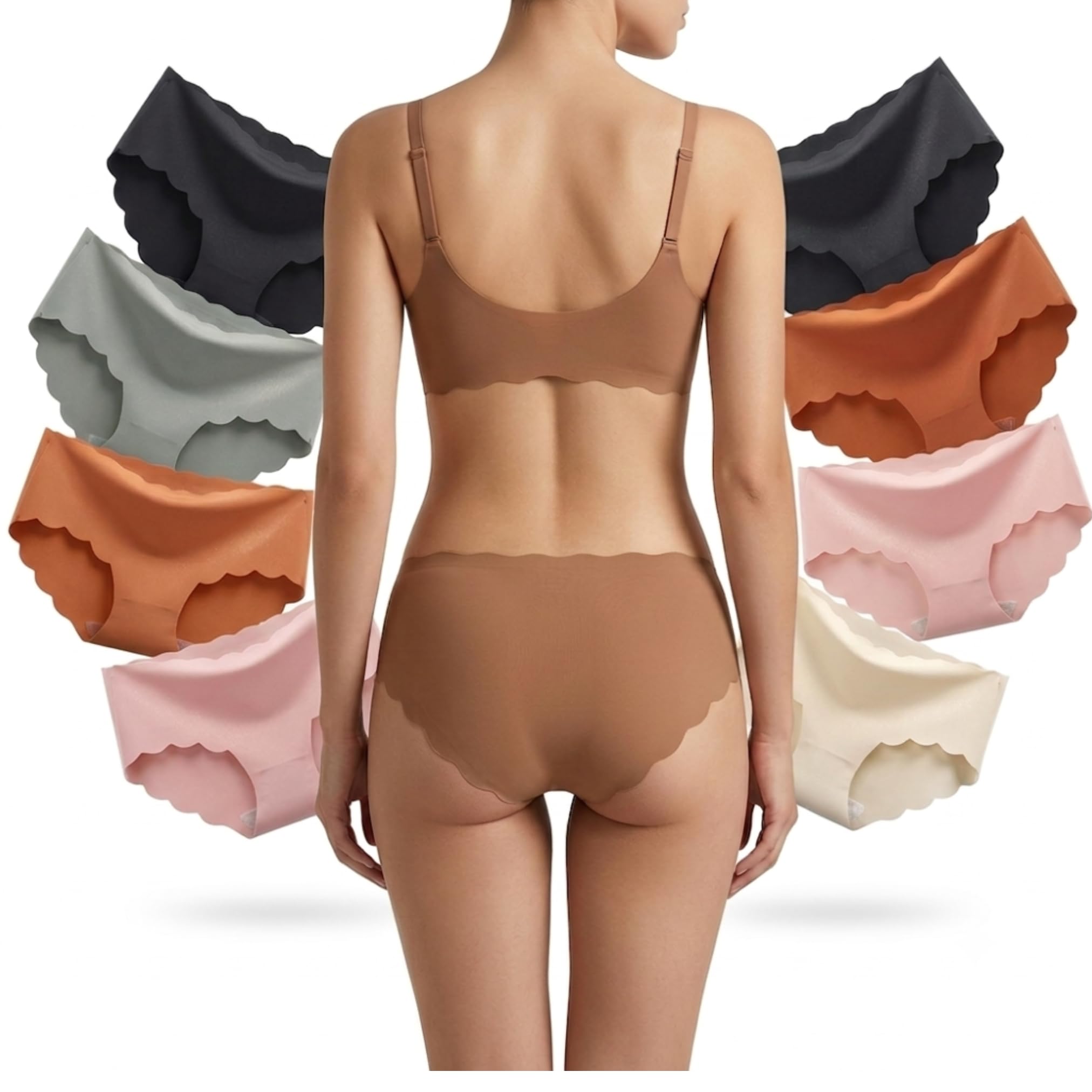 Women's Seamless Bikini Panties | Soft Stretch No-Visible-Line Underwear | Scalloped Edge Briefs-image-45