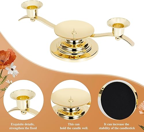 Miniatura 8 de Unity - Portavelas para bodas, portavelas AIBANZE de 3 brazos con pico central, mejora la estabilidad, 11.02 x 4.33 x 3.54 pies, plateado brillante