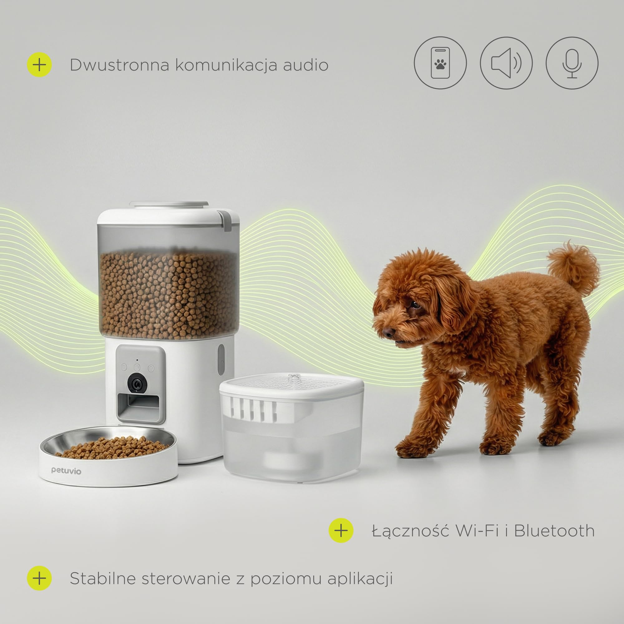 FEAST automatyczny dozownik karmy dla psów z WiFi i kamerą wideo, dozownik krokwi kota 4,5 l z miską, zaplanowane porcje, fontanna 2,5 l, automatyczny dozownik karmy dla kotów (biały)
