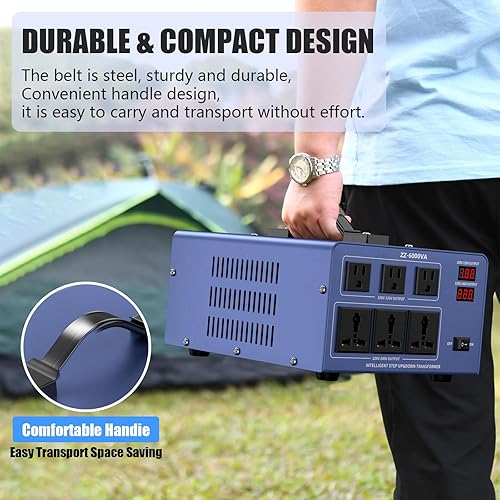 Miniatura 6 de Convertidor de voltaje de 6000 W, transformador automático de 110120220240 V de alta resistencia con 3 salidas de EE. UU., 3 salidas universales,