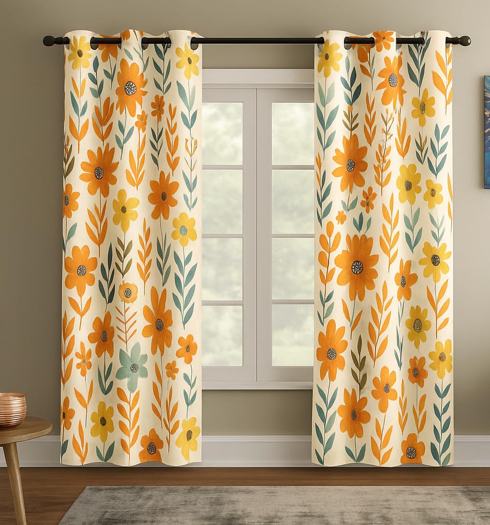 Amazon Brand - Umi Super Soft Brushed Microfiber Cotton Window Curtains,48X60(Inches) 5 Feet,Living Room,Grommet Curtain Panel,Pack of 2 Panel Window Curtains
