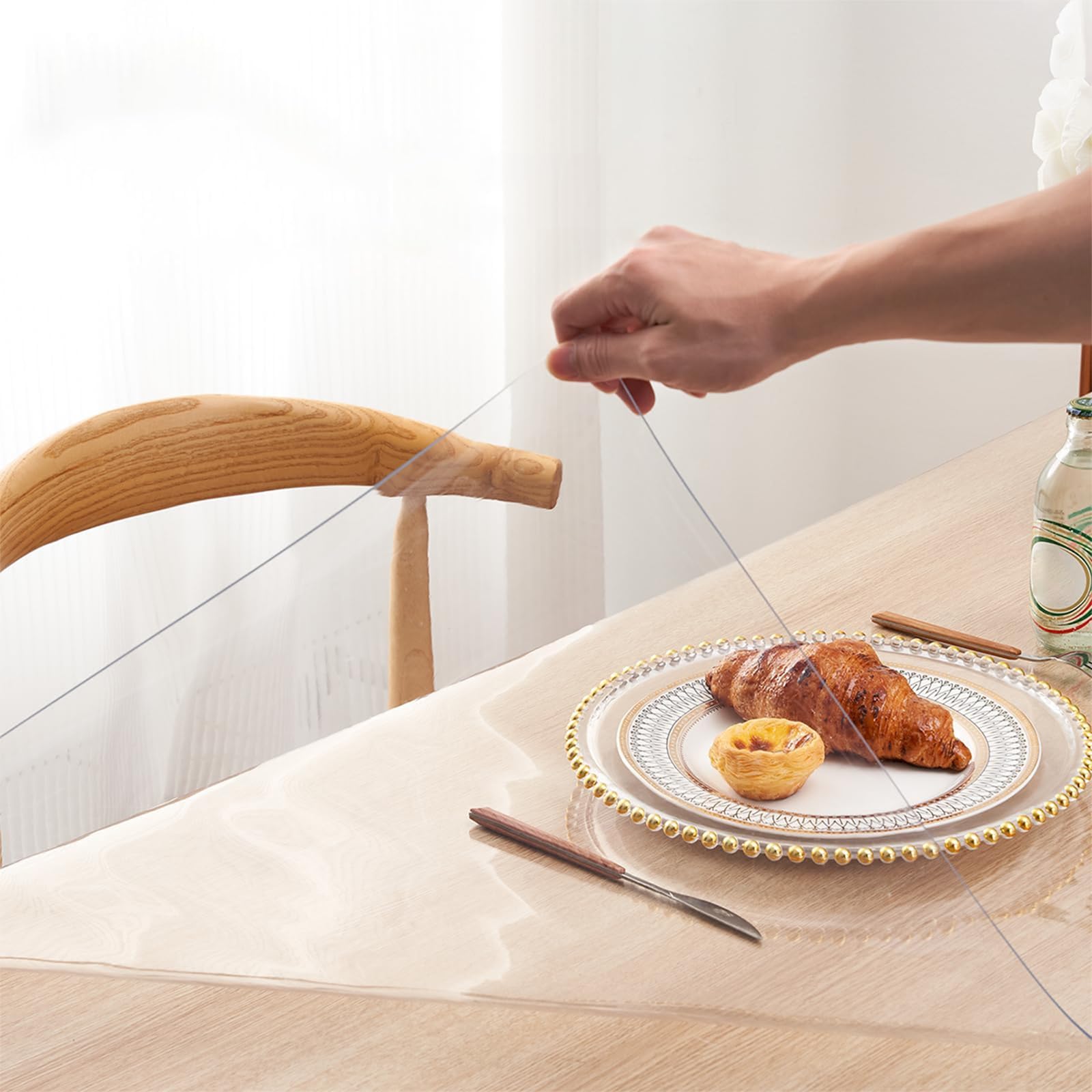 Clear Desk Mat on top of desks, 1mm Thick Clear Table Cover Protector, Non-Slip PVC Table Protector Pad 30~170cm, Waterproof Desk Cover for Sofa Table Kitchen and Dresser(160cm x 240cm)
