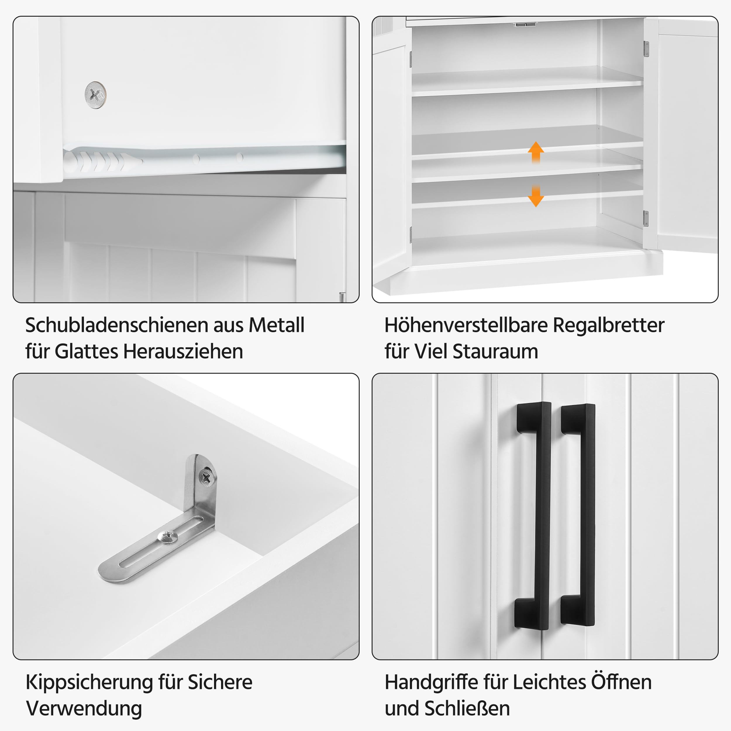 Yaheetech 183,5 cm H Vorratsschrank, Küchenschrank mit Höhenverstellbaren Regalbretter & 2 Schublade, Mehrzweck-Haushaltsschrank Buffetschrank für Esszimmer Groß, Weiß