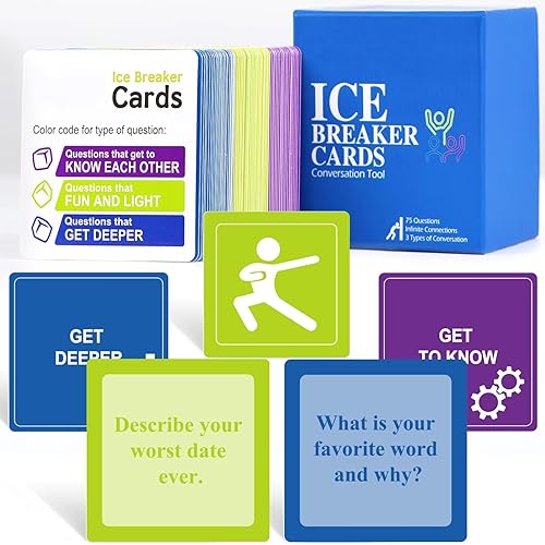 chiazllta 75 Connection Cards Icebreaker Questions Trust Building Games Team Building Activities Conversation Starters for Meetings and Workplace