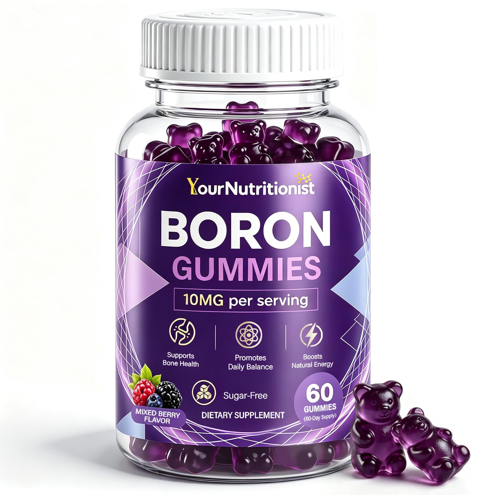 Boron Gummies 10mg, Sugar Free Boron Supplement, Mineral Support