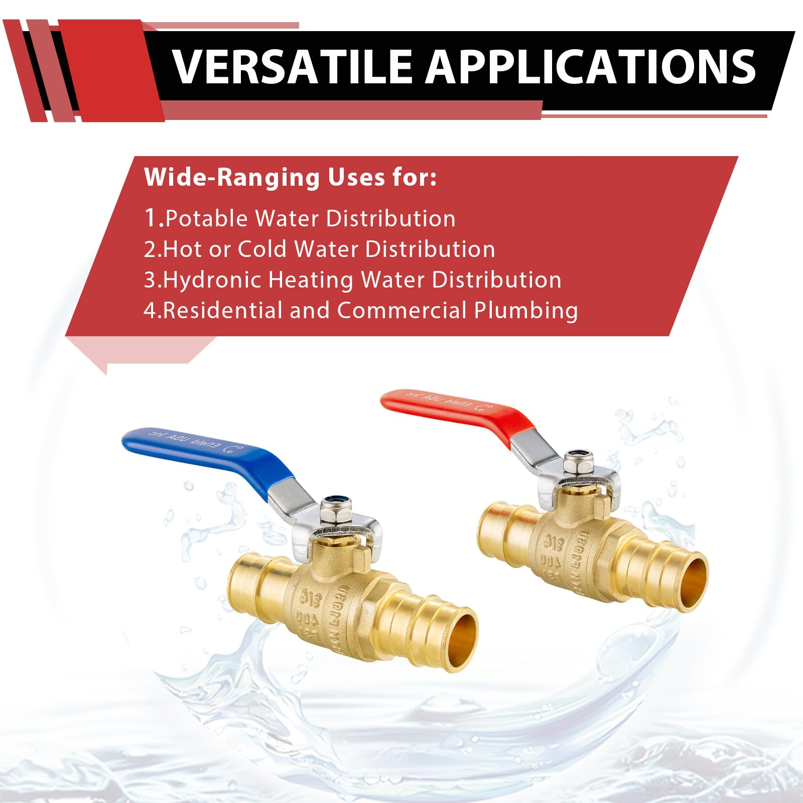 EFIELD - Valvola a sfera in ottone per acqua calda e fredda, per acqua potabile, certificazione ASTM F1960, UPC, confezione da 4 pezzi