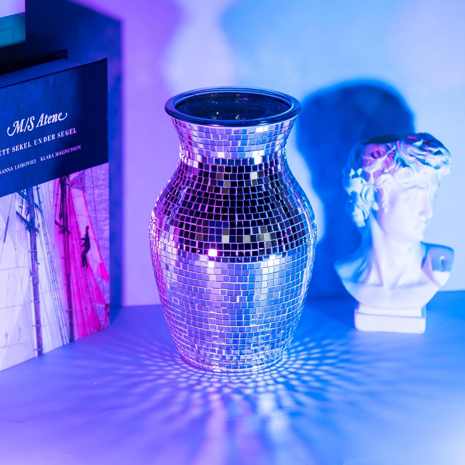 Silver Vase for Flower - Mosaic Glass Vase for Decor Disco Vases for Fashion Home Table Decoration Wedding Flower Arrangeme Centerpieces