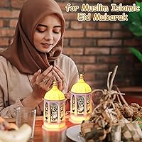 Vista 4 de Threan 6 faroles de Ramadán con luces LED mini Eid Mubarak, decoraciones de Ramadán para el hogar, mesa, pared, centros de mesa y decoración