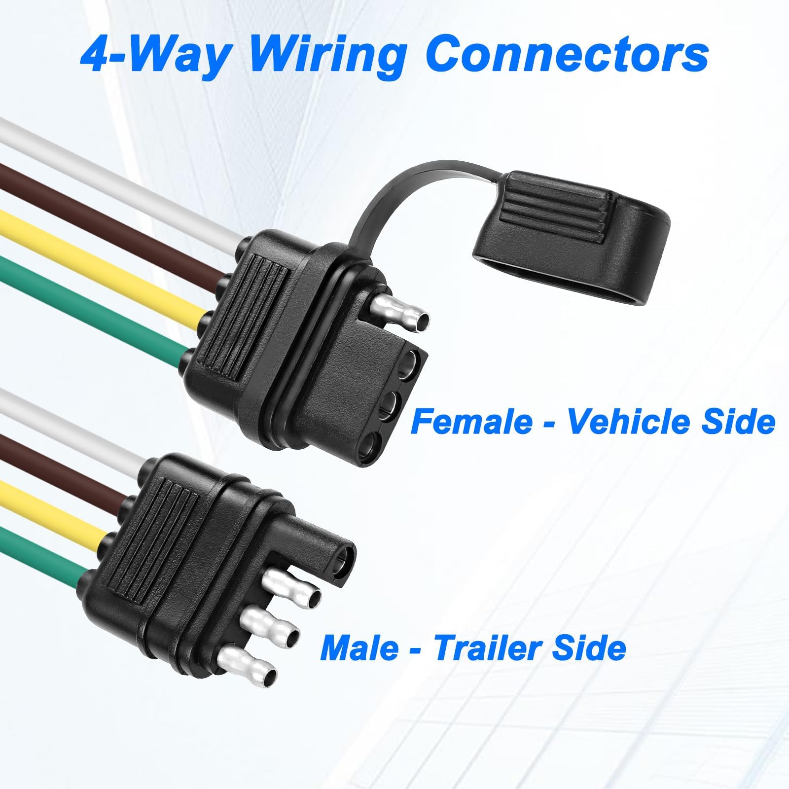Trailer Plug Cable Protection 4 Wire Trailer Plug Nilight 2-Pin SAE Plug Extension Cable — Flat Wire ...