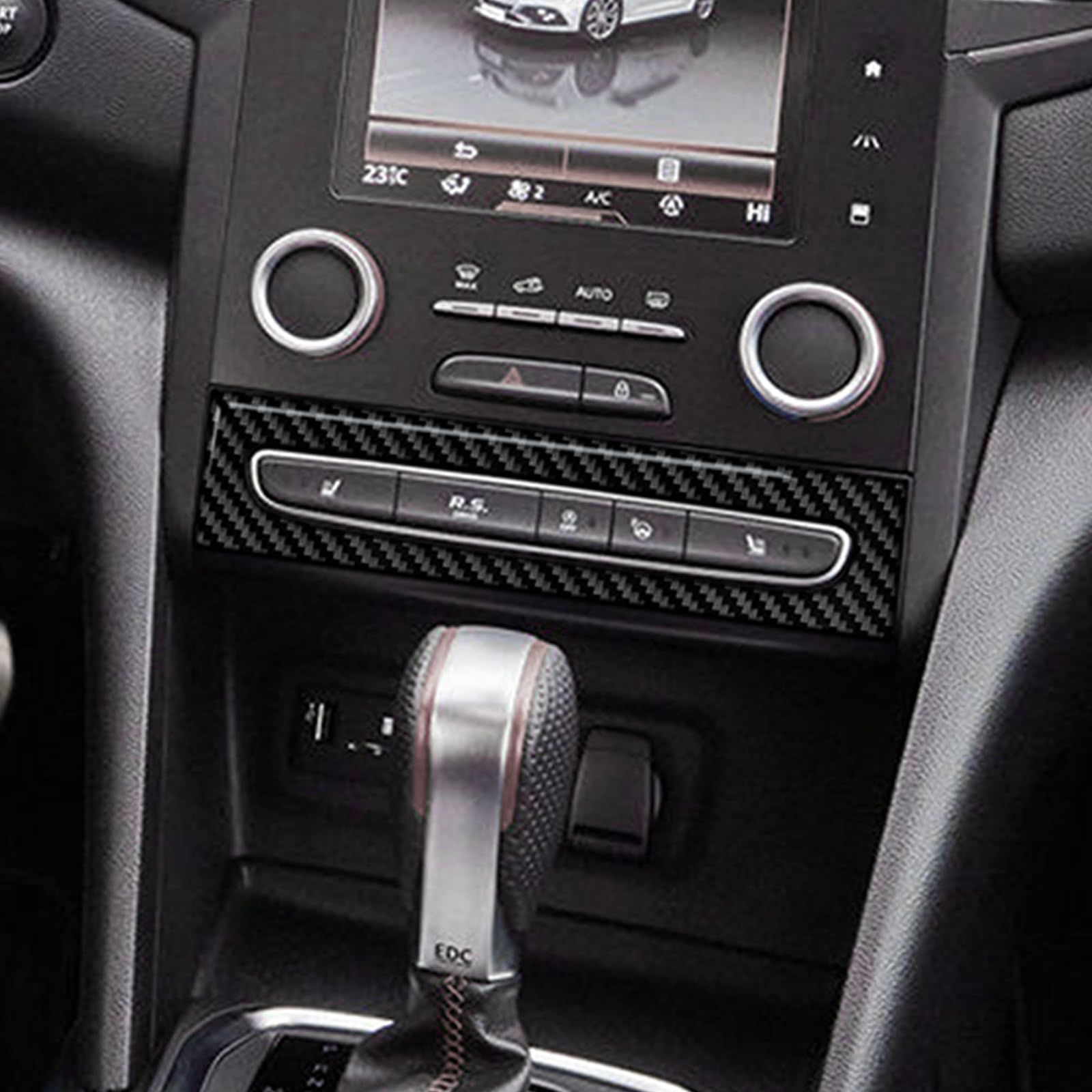 KUNGKIC Pour Renault Megane 4 2016 2017 2018 2019 2020 2021 2022-2025 Panneau de commande central de voiture en fibre de carbone Panneau de commande multifonction Panneau décoratif Autocollant