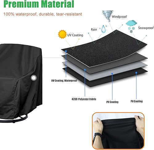 Miniatura 2 de WOMACO Funda impermeable para silla giratoria de patio, para exteriores, tamaño pequeño, grande, de mimbre, protector de muebles (33 pulgadas de