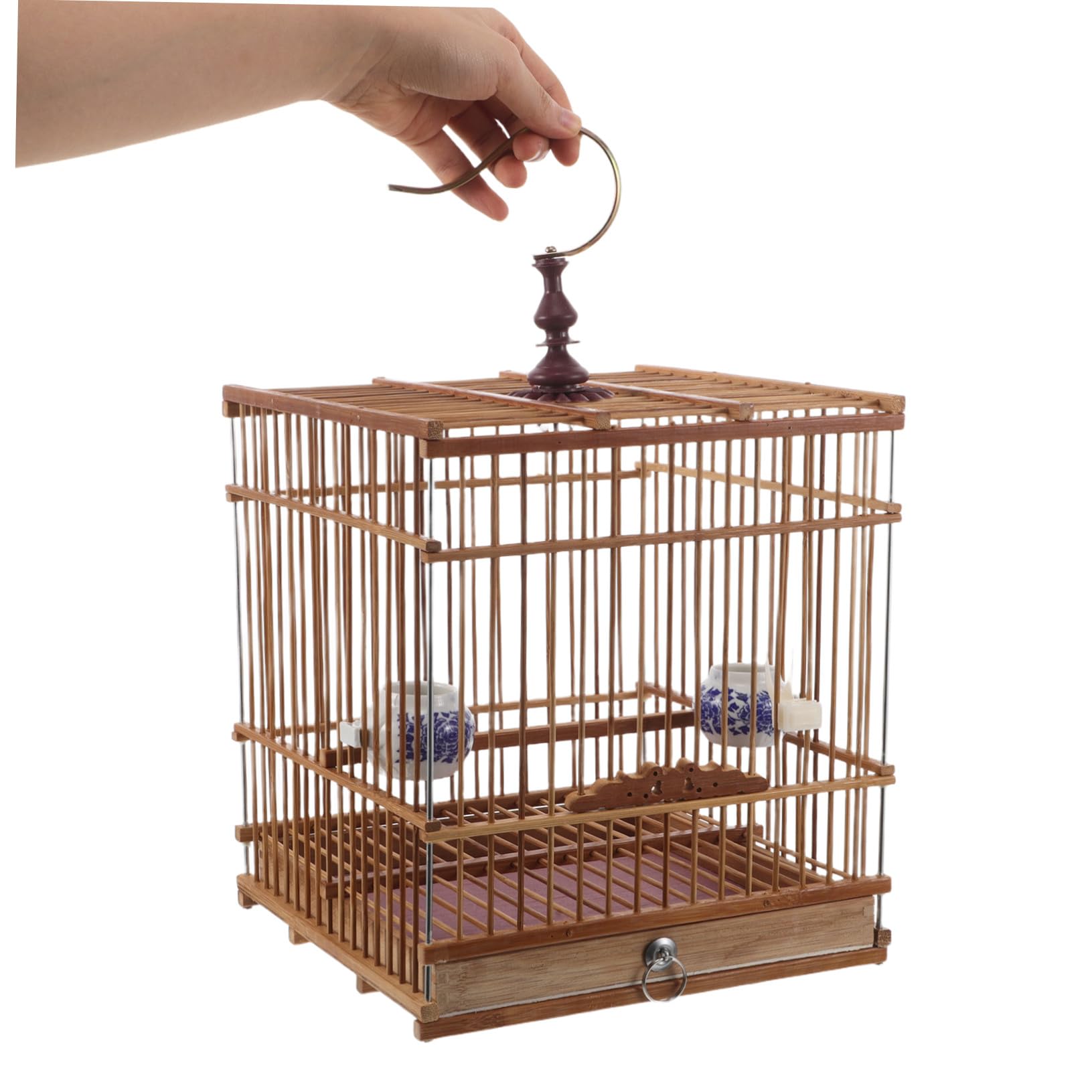 ERINGOGO Gabbia per uccelli in bambù gabbia da per parrocchetti Cage per uccelli fatta in bambù Metallo Marrone