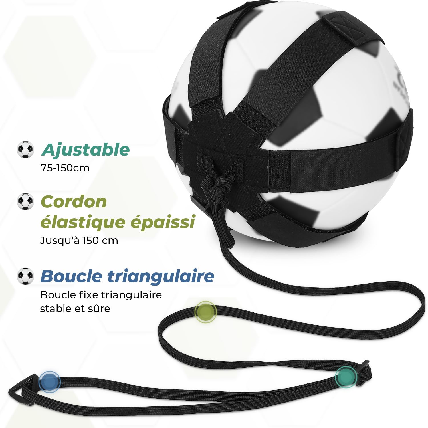 Entraîneur Solo Football Ceinture Réglable – Kit 2 Pièces Pour Enfants Et Adultes, Pratique Contrôle, Dribble, Jongle Et Passes Sans Partenaire