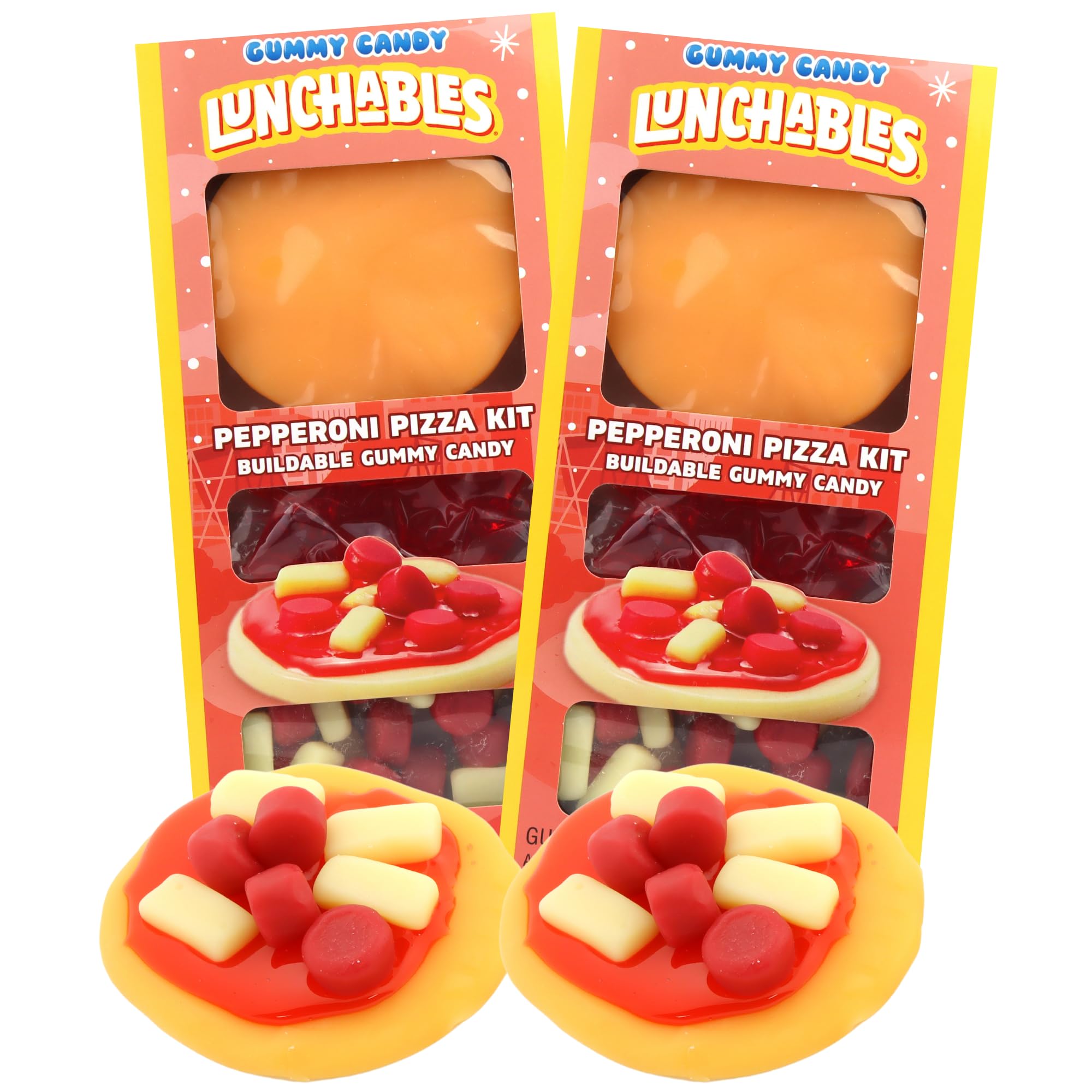 Sweetzo - Candy Lunchables Gummies, Assorted Flavored Buildable Gummies, Christmas Stocking Stuffers, 3.5 Ounces (Pack of 2) (Gummy Pizza)