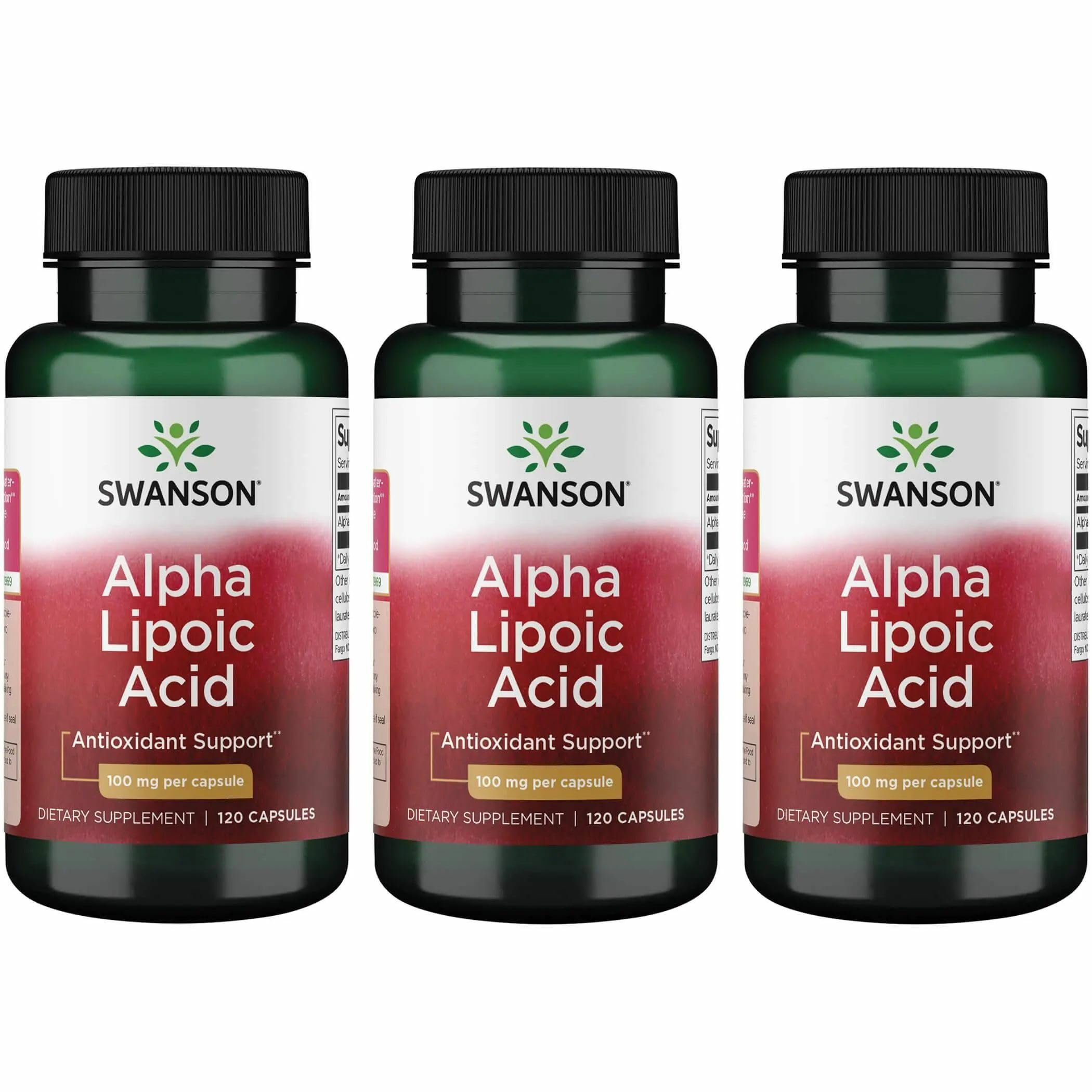Swanson Alpha Lipoic Acid Metabolism Support 100 mg, 120 Capsules, 3 Pack 120 Count (Pack of 3)