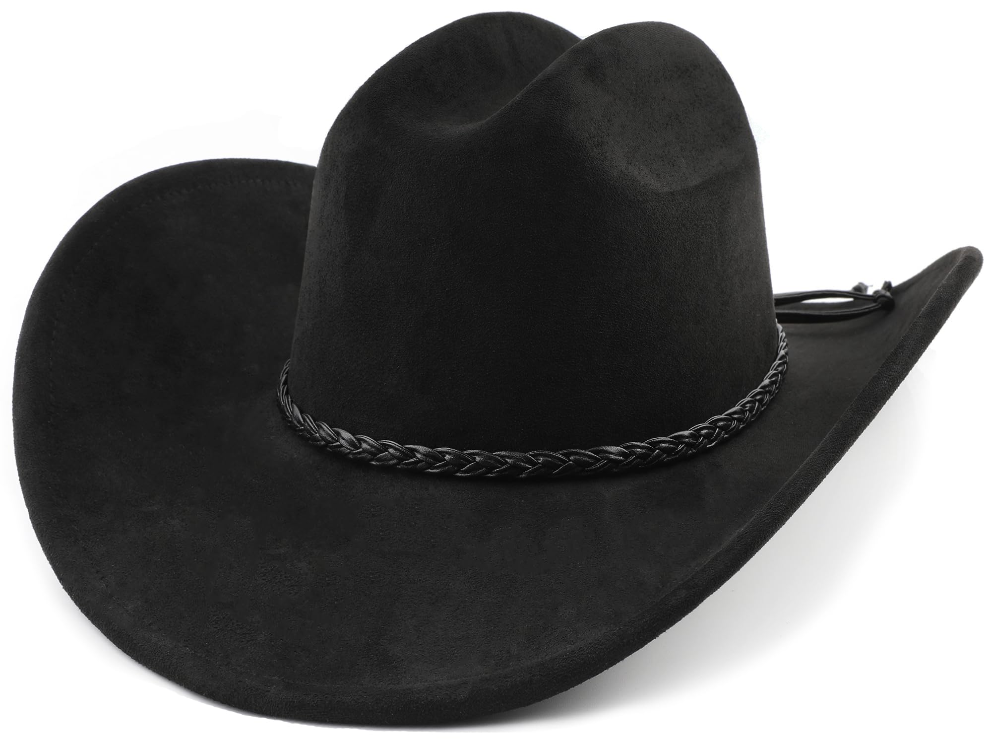 Pro Celia Big Wide Brim Cowboy Hat for Women Men Felt Western Cowgirl Hats (US, Alpha, Large, PU-Black)