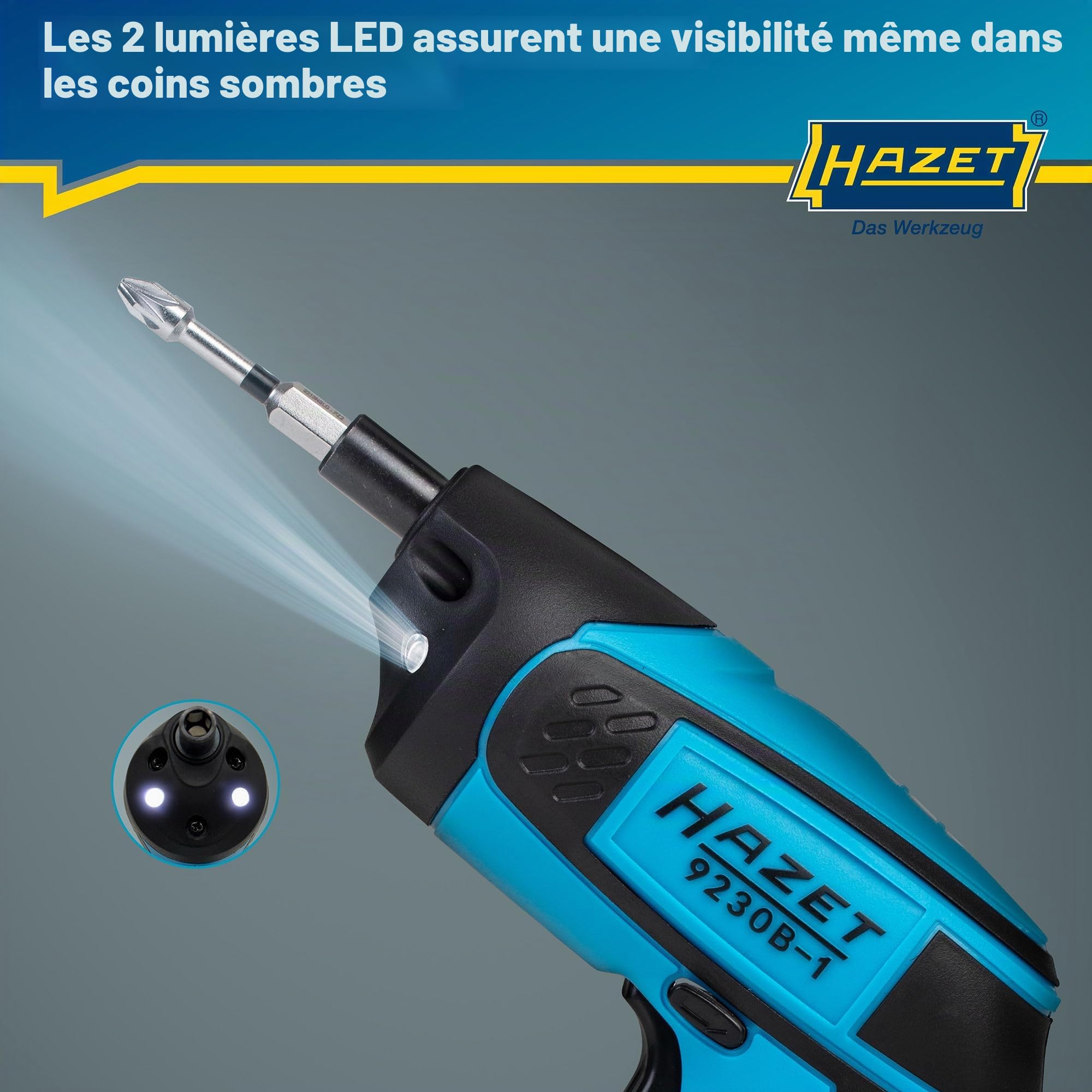 HAZET - Mini visseuse sans fil avec étui 9230B-1 I Outil de serrage/desserrage de pièces I Simple, flexible, polyvalent I Entraînement : carré 6,3 mm I Couple de desserrage maxi : 4.5 Nm