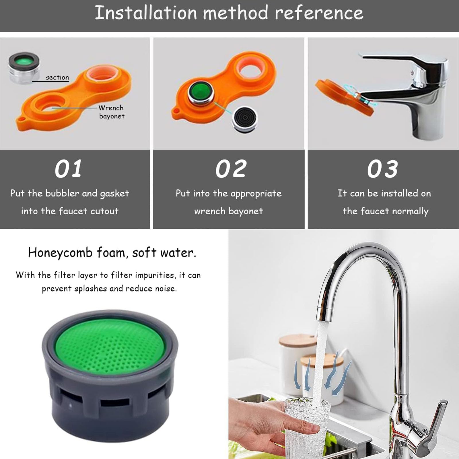 Lot De 5 Aérateurs De Robinet M24 Avec Clé - Régulateur De Jet Pour