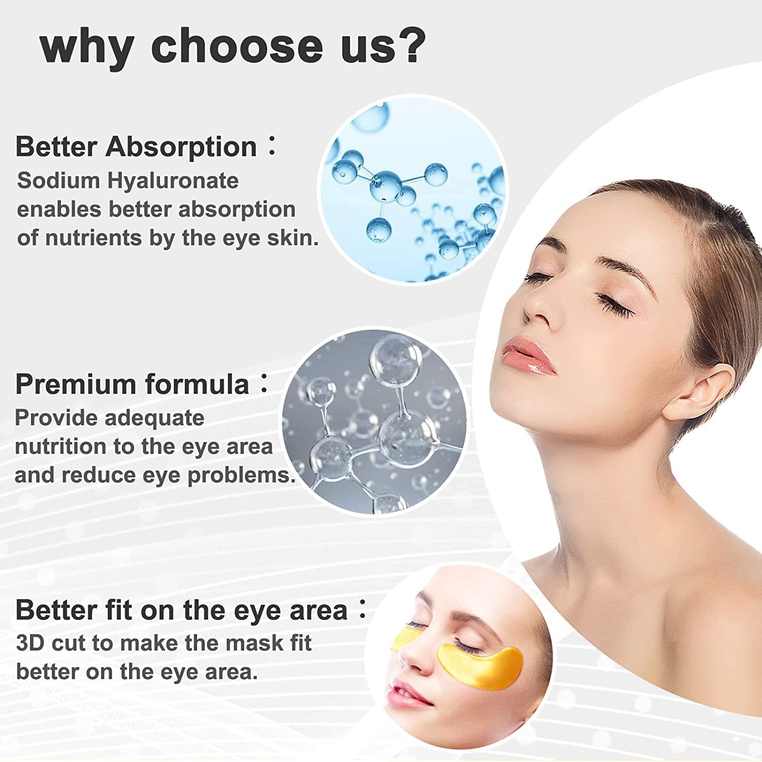 JICOOT Under Eye Patches (10 Pairs-Eye Masks) Under Eye Mask Amino Acid & Collagen, Under Eye Mask for Face Care, Eye Mask for Dark Circles and Puffiness, Under Eye Masks for Personal Care (GOLD) 1