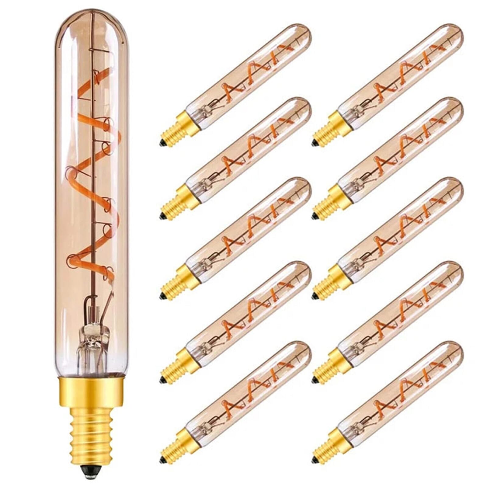 Bombilla LED tubular T20/T6 E14, 220V, regulable, estilo vintage, con filamento en espiral, estilo Edison, retro, para lámparas de araña colgantes, 10 unidades