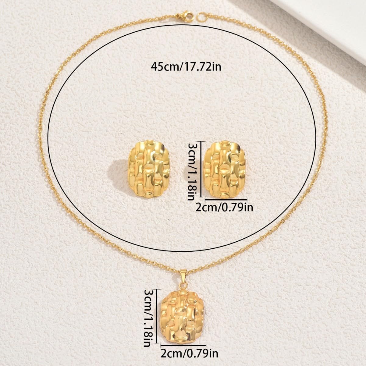 Dainty Gold pendant Necklace & Earrings Set for Women Elegant Smooth Surface Pendant Jewelry Set Minimalist Everyday Jewelry Gift - Image 6