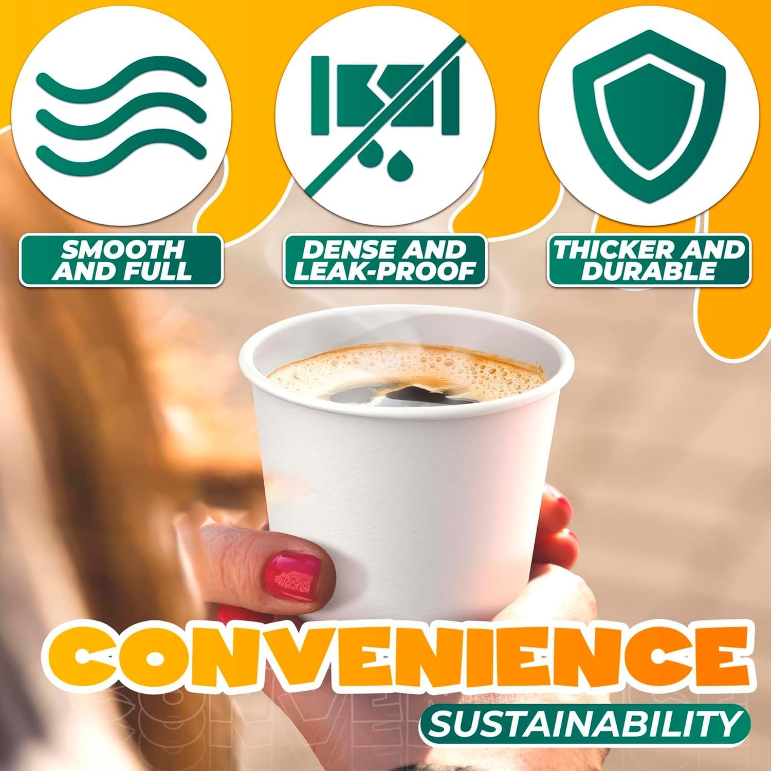 Aakriti 300mL White Paper Cups for Hot & Cold Beverages - Tapered Design, Leak-Resistant - Ideal for Coffee, Tea, Juice, Water (Pack of 100, Small) 3