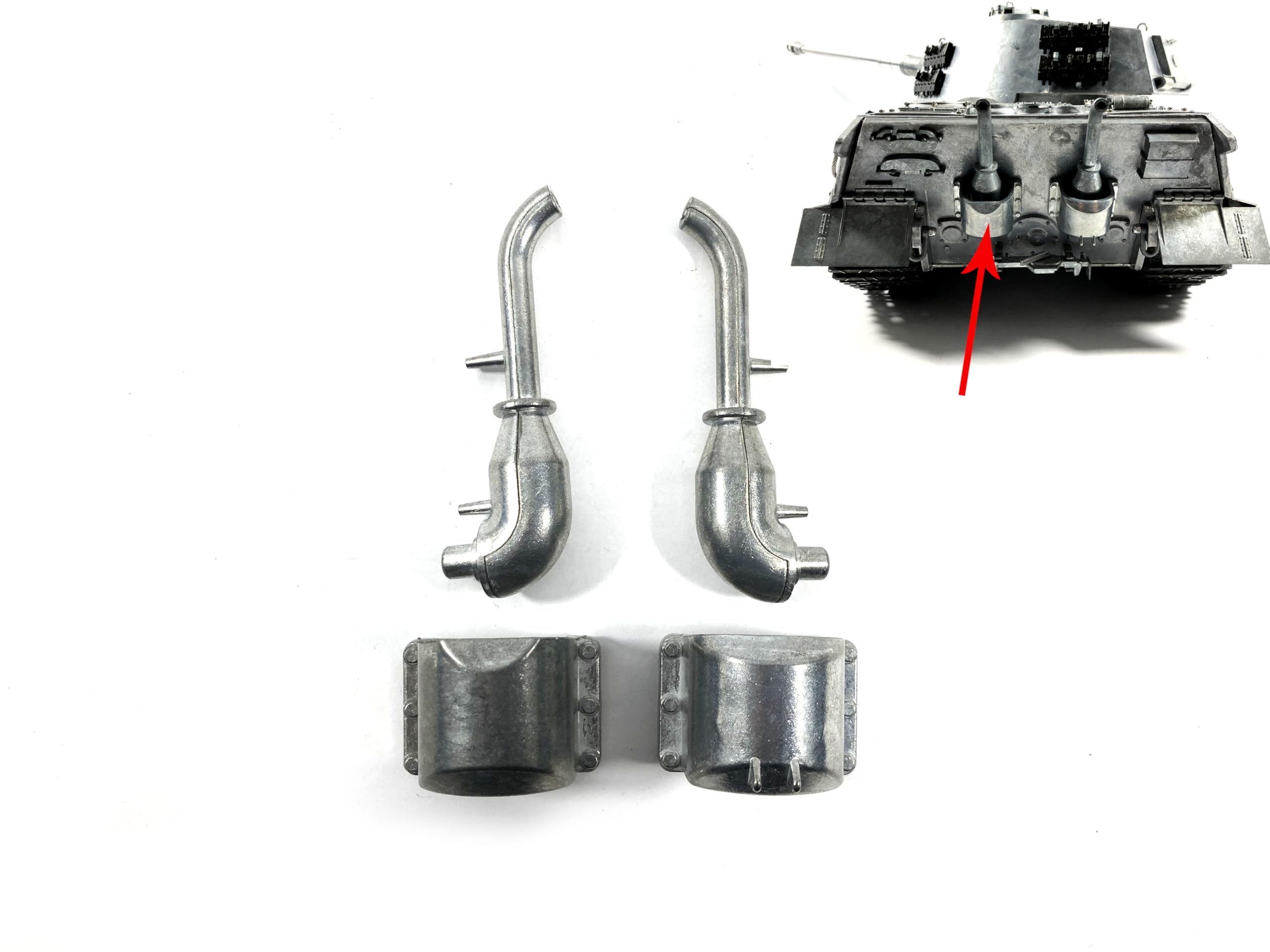 Mato 1:16 Metal King Tiger Tank Metal Rear Exhausts