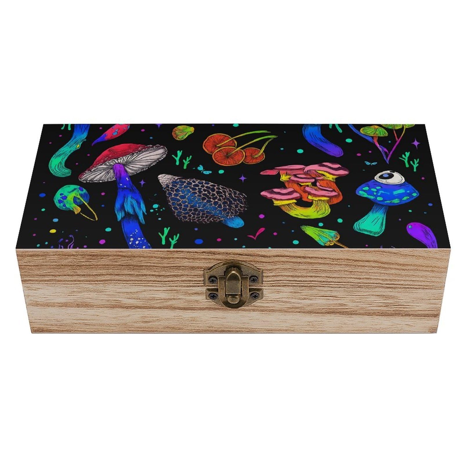 SMAZDFXX Fantasy Mushroom Wooden Storage Box Multipurpose Decorative Box for Jewelry Photo Home Decor
