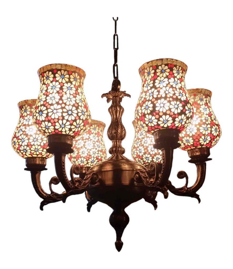 Weldecor Ceiling Lamp Multicolour Floral jhoomer Hanging Light Amazon.in Home & Kitchen