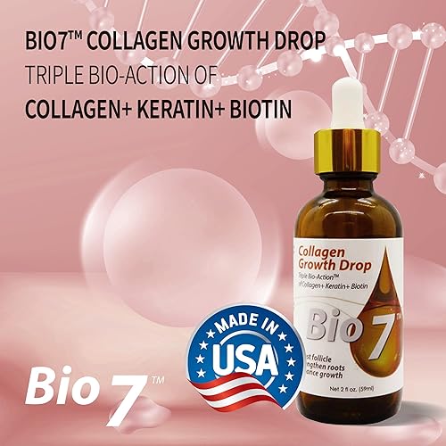 Miniatura 6 de BIO7 - Gotas de colágeno para el crecimiento del cabello con triple bio-acción, aumenta los folículos, repara el daño, mejora la densidad, 2 onzas