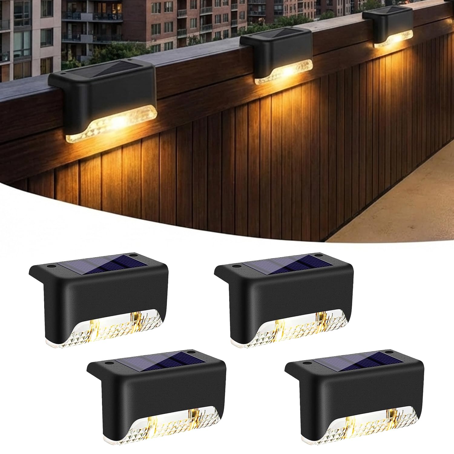 Solar Deck Lights Automatic Waterproof Outdoor Home Garden Led Lamp Light for Gate Balcony Fence Terrace Steps Stairs (4, Standard)-picture-20