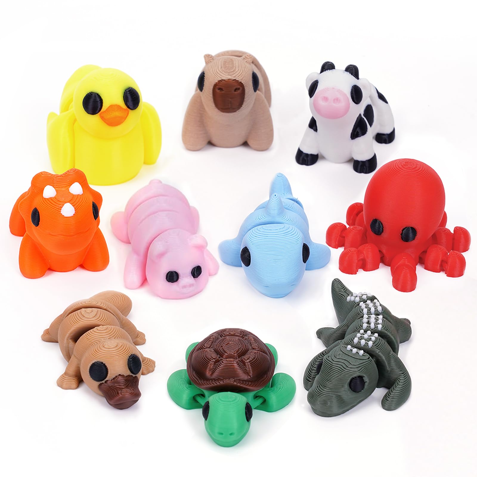 Gencokok10PCS Mini Animals Set, 3D Printed Little Animals Articulated Flexible Fidget Toy, Mini Animal Figurines Toy, 3D Printed Cute Animal Toys Home, Office, Executive Desk for Christmas Decoration
