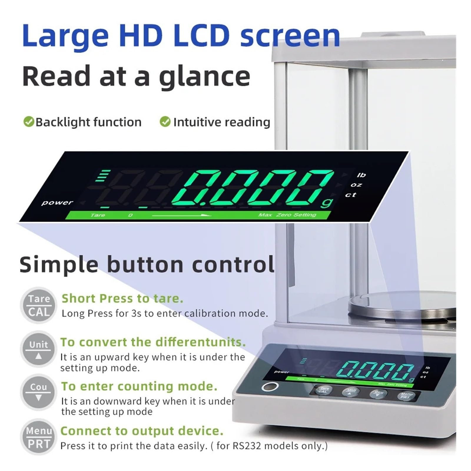 Balanza analítica de resolución de 310g/510g, rango de 0.001g, microbalanza Digital, balanza electrónica de precisión Para múltiples objetos(310G 0.001G)