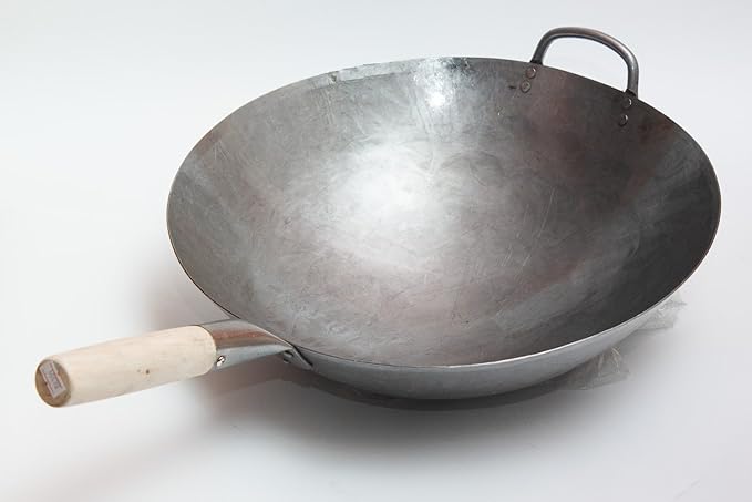 Wok de acero al carbono martillado a mano 16 pulgadas miniatura 4