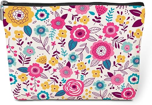 Linda bolsa de maquillaje divertida con diseño floral de animales para amantes, mujeres, niñas, hijas, enfermeras, compañeras de trabajo, mejor