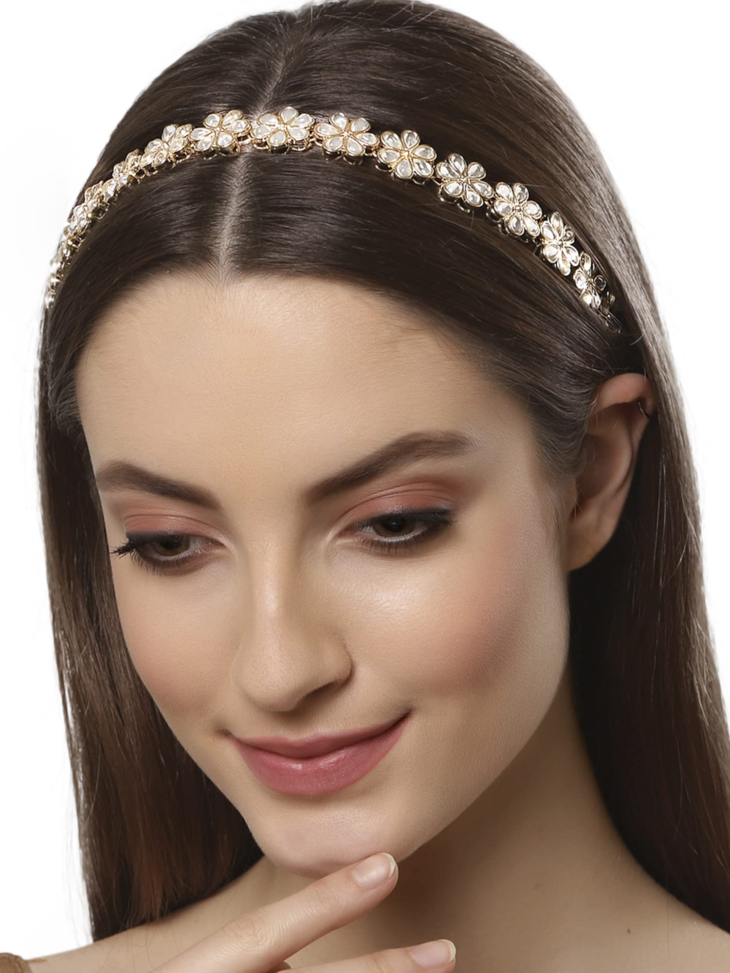 Karatcart Gold Plated Floral Metal Chain Hairband for Women (B09H7LMK55) Amazon Price History, Amazon Price Tracker