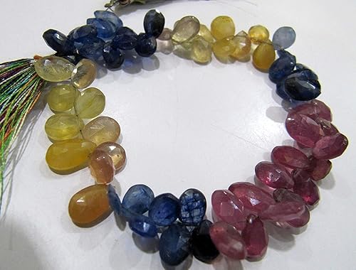 Miniatura 1 de "Hanumat Gems" - Cuentas de pera, de zafiro múltiple natural, 0.236 x 0.315in a 0.315 x 0.472in, hebra de 8 pulgadas de largo