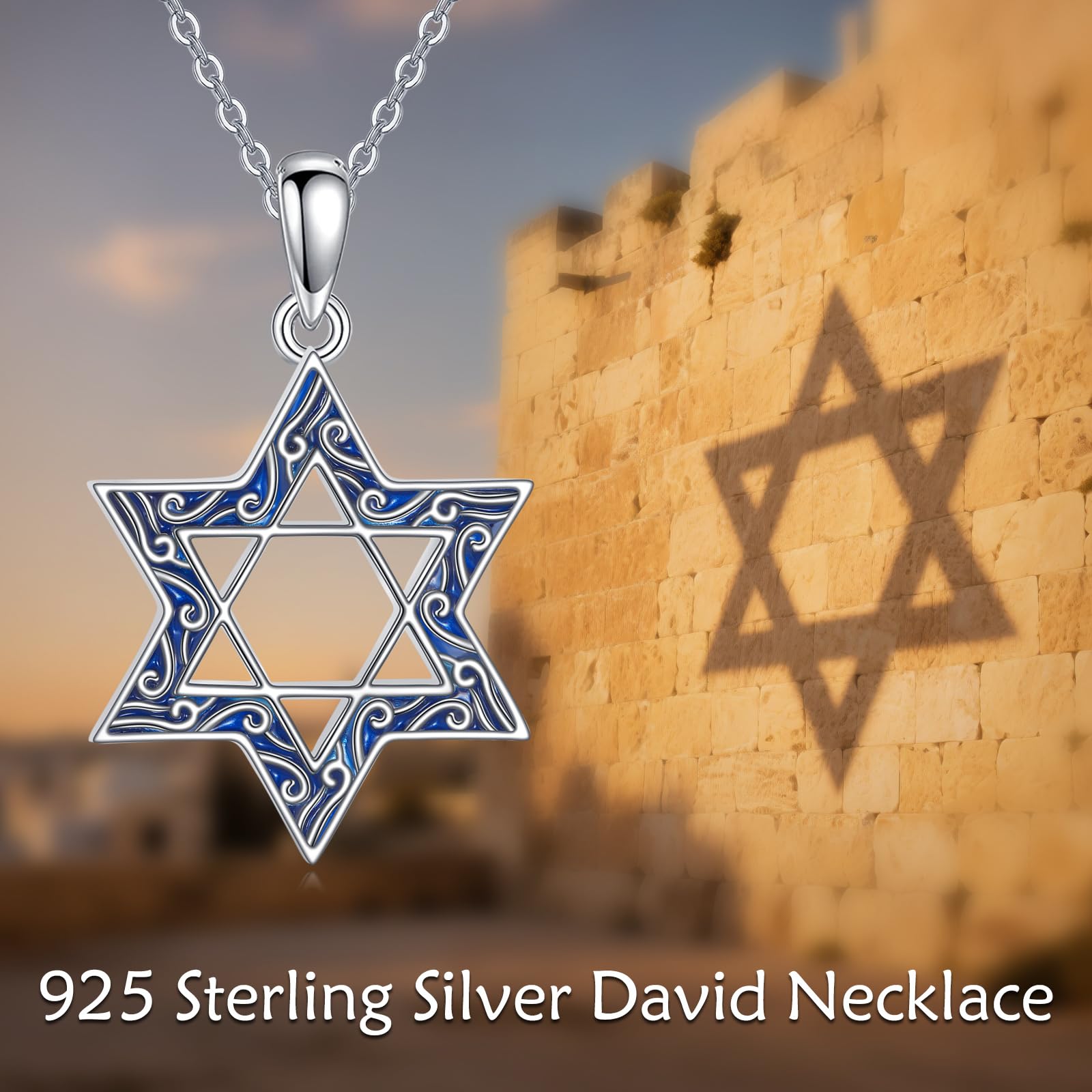 POPLYKE Collana con ciondolo a forma di stella di David, in argento sterling 925, con ciondolo ebreo israeliano, per uomini e donne