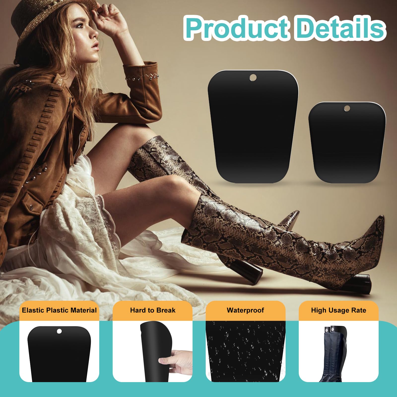 20 Piezas Soporte Botas Altas, Insertos de Formas de Botas Reutilizable de 8/12 Pulgadas, Moldeador de Botas Para Mujeres y Hombres, Negro