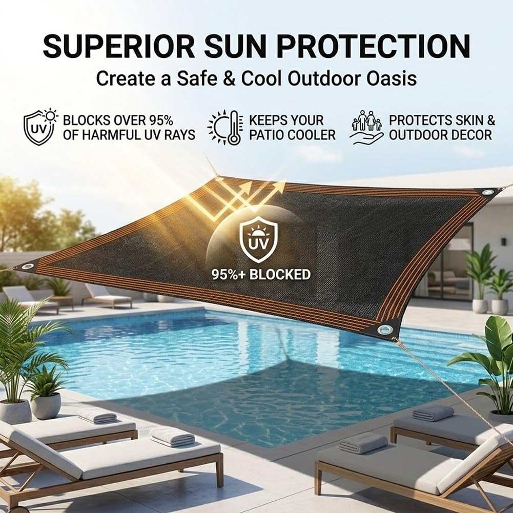 Genérico Red De Sombreado con Ojales, Mallas De Sombreo Jardin Permeable 90% UV Toldos Exterior Terraza Protección Solar Tela De Sombra HDPE Lonas para Sombras Permeable Al Agua Vela Sombra(6x15.0m)