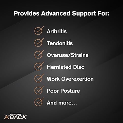 Miniatura 5 de Copper Fit Soporte de espalda X para dolor de espalda baja, soporte lumbar, hernia de disco, ciática, artritis, diseño ajustable, transpirable, para