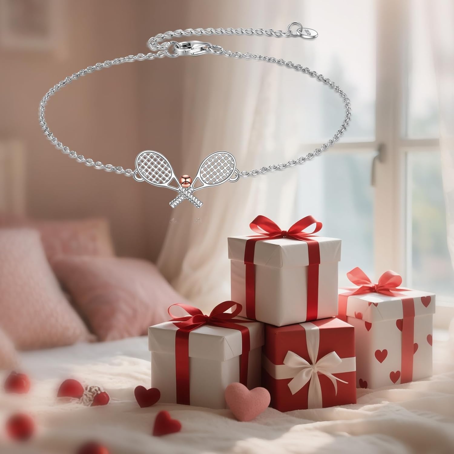 Tennis Bracelet Sterling Silver Tennis Racket Bracelet Sport Jewelry for Women - Image 4