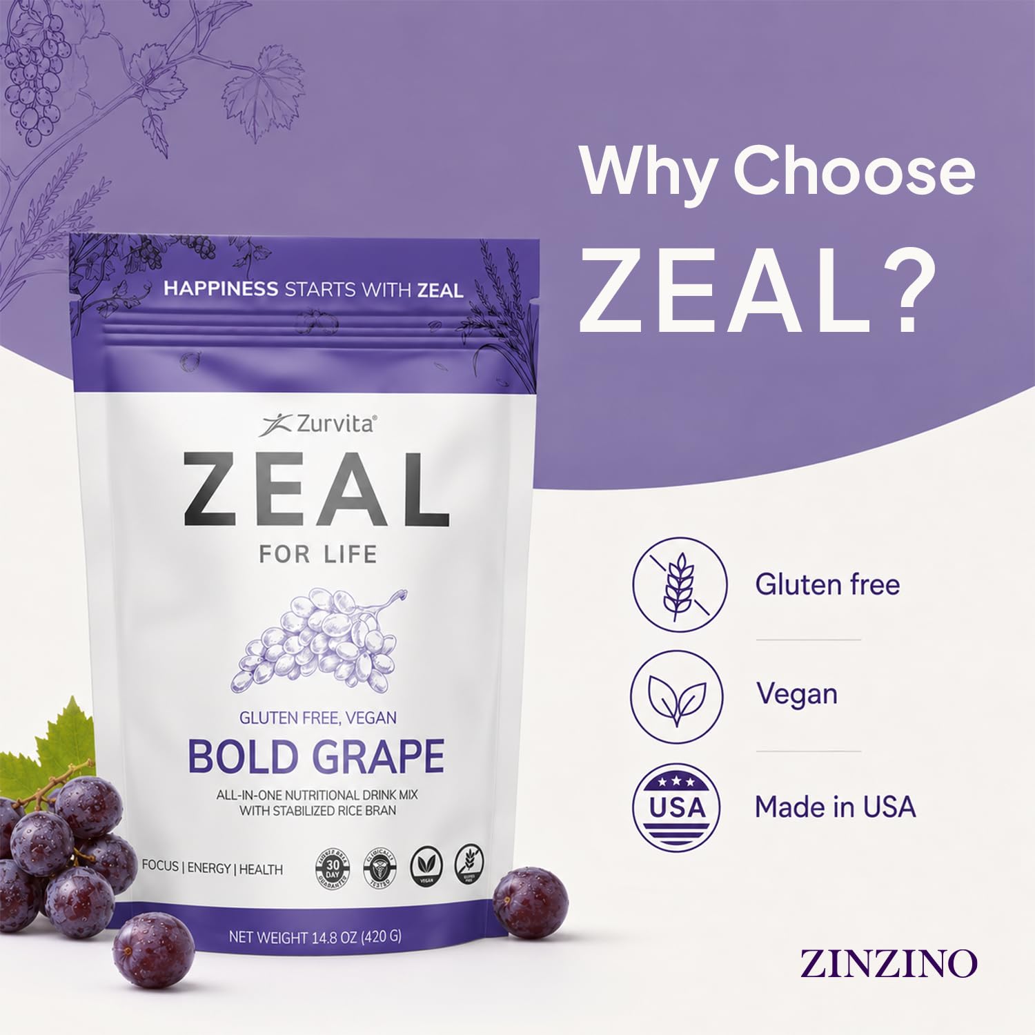 Zurvita - Zeal for Life Bold Grape - 420 g — Amazon image 7