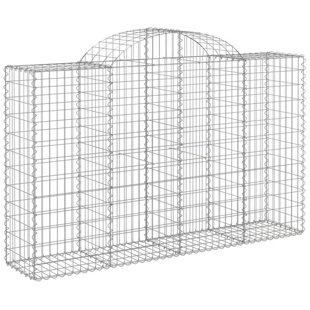 Kosze gabionowe łukowe 10 sztuk ocynkowane żelazo 200 x 50 x 120/140 cm, dźwiękochłonne dekoracyjne bariery ogrodowe ze wzmocnionymi haczykami i siatką 5 x 10 cm