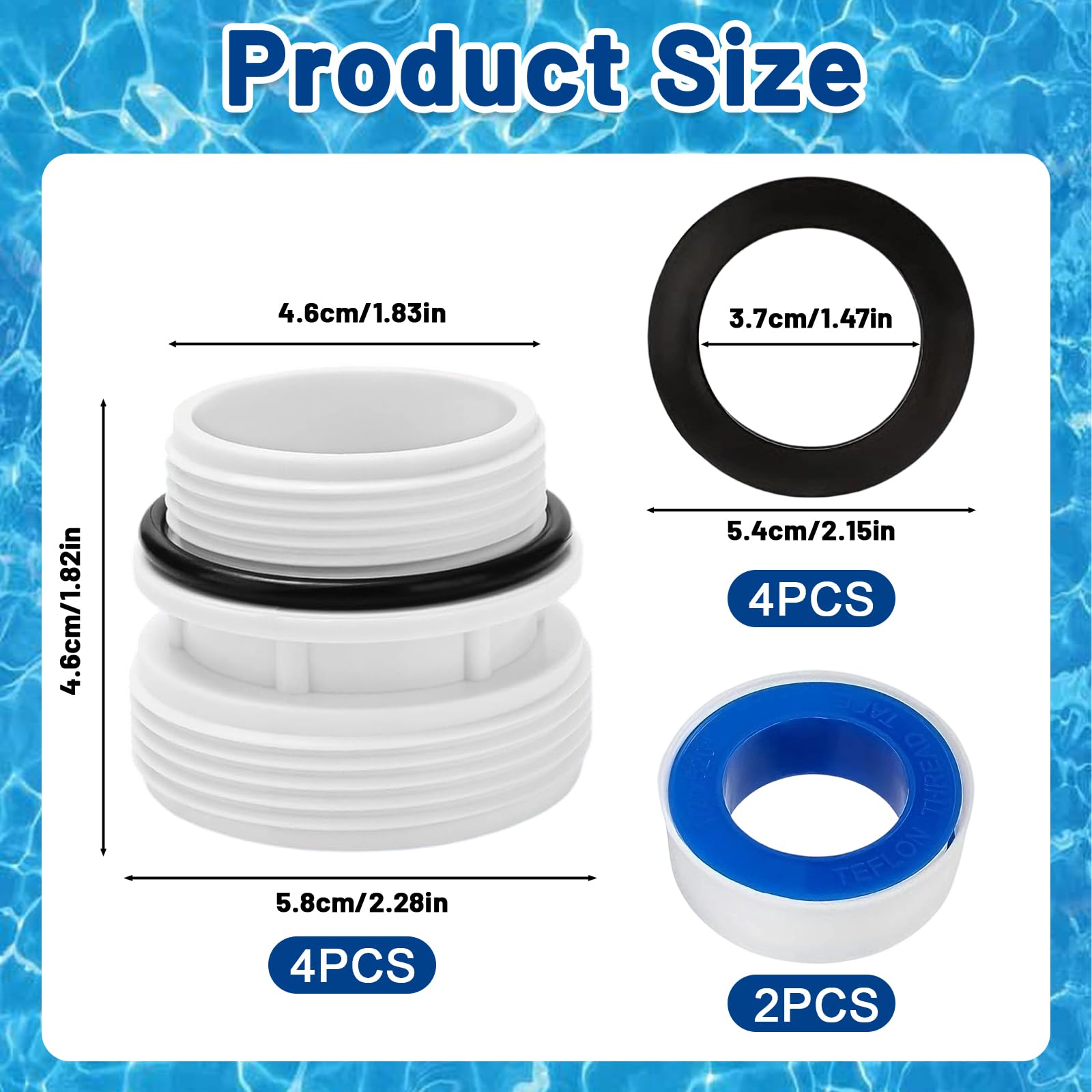4 szt. Adapter węża basenowego, zestaw złącza basenowego 4560,4560 wąż basenowy 40 mm do 1 1/2 cala, kompatybilny z pompami filtrującymi Intex Coleman