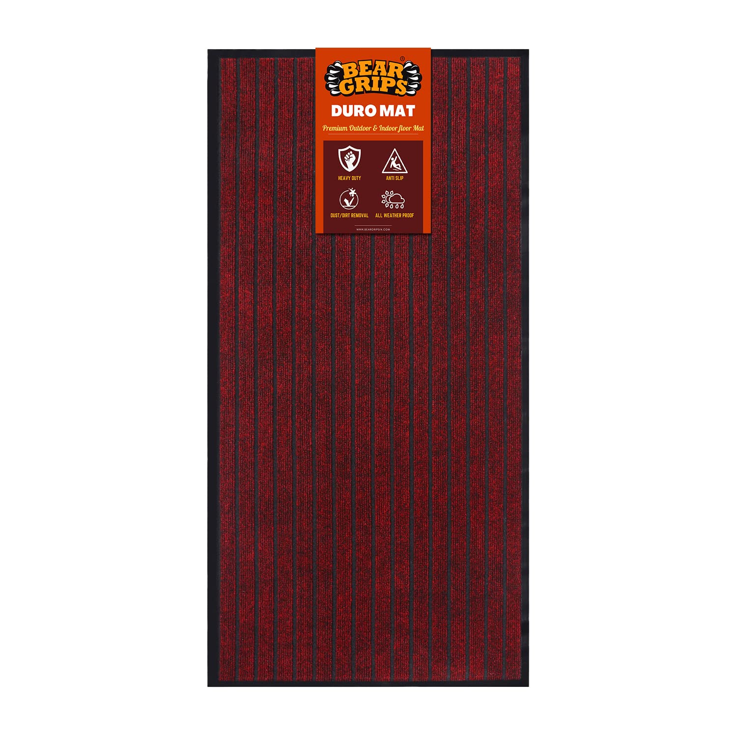 BEAR GRIPS Duro 7 Striped Double-Colored Door, Home and Office mat Anti-Slip PVC Backing for dust Removal, wear-Resistant Main Door, and Kitchen Rug, 6mm Thick, Color : Red & Black, Size 45 X 90 cm (B09XV9798P) Amazon Price History, Amazon Price Tracker